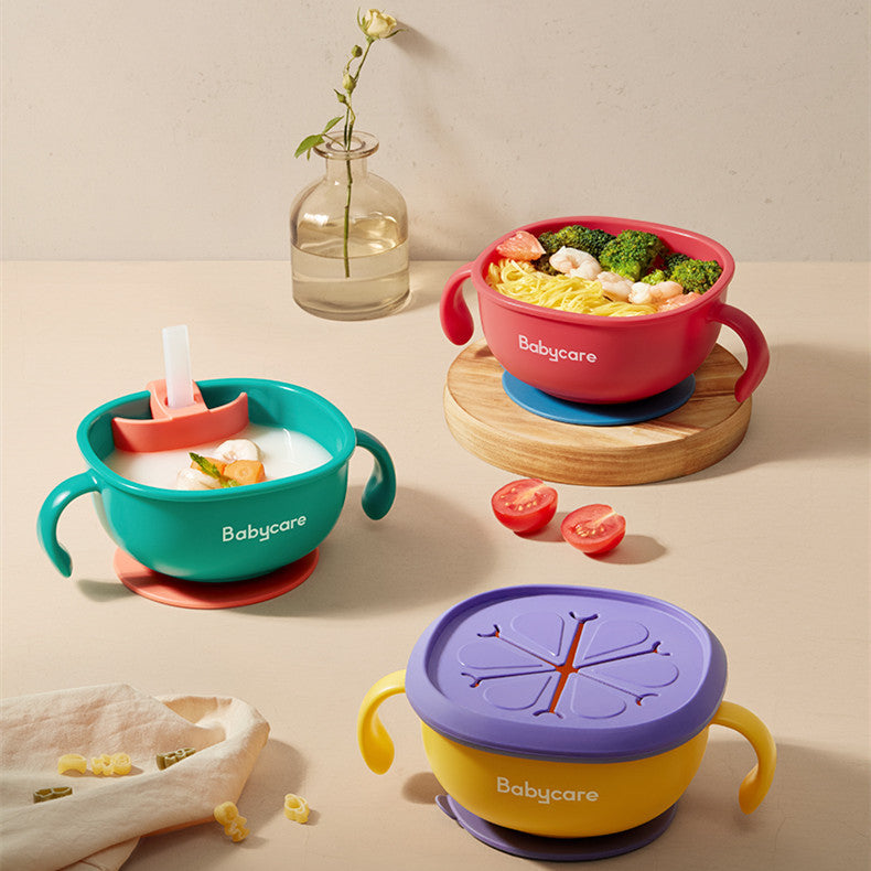 3 in 1 Baby Feeding Snack Soup Bowl with Straw